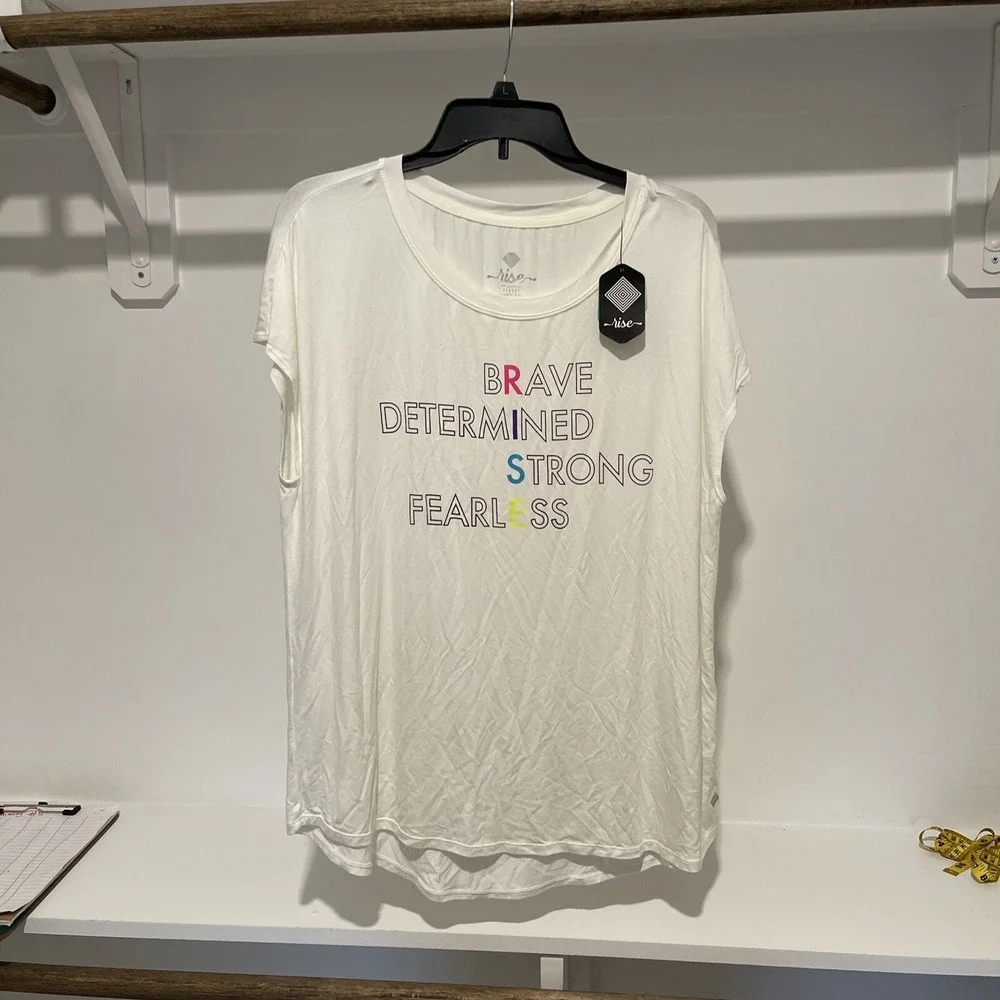 New LulaRoe Rise T-Shirt Sleeveless XL Extra Large #C117 Brave Determined - Picture 1 of 8